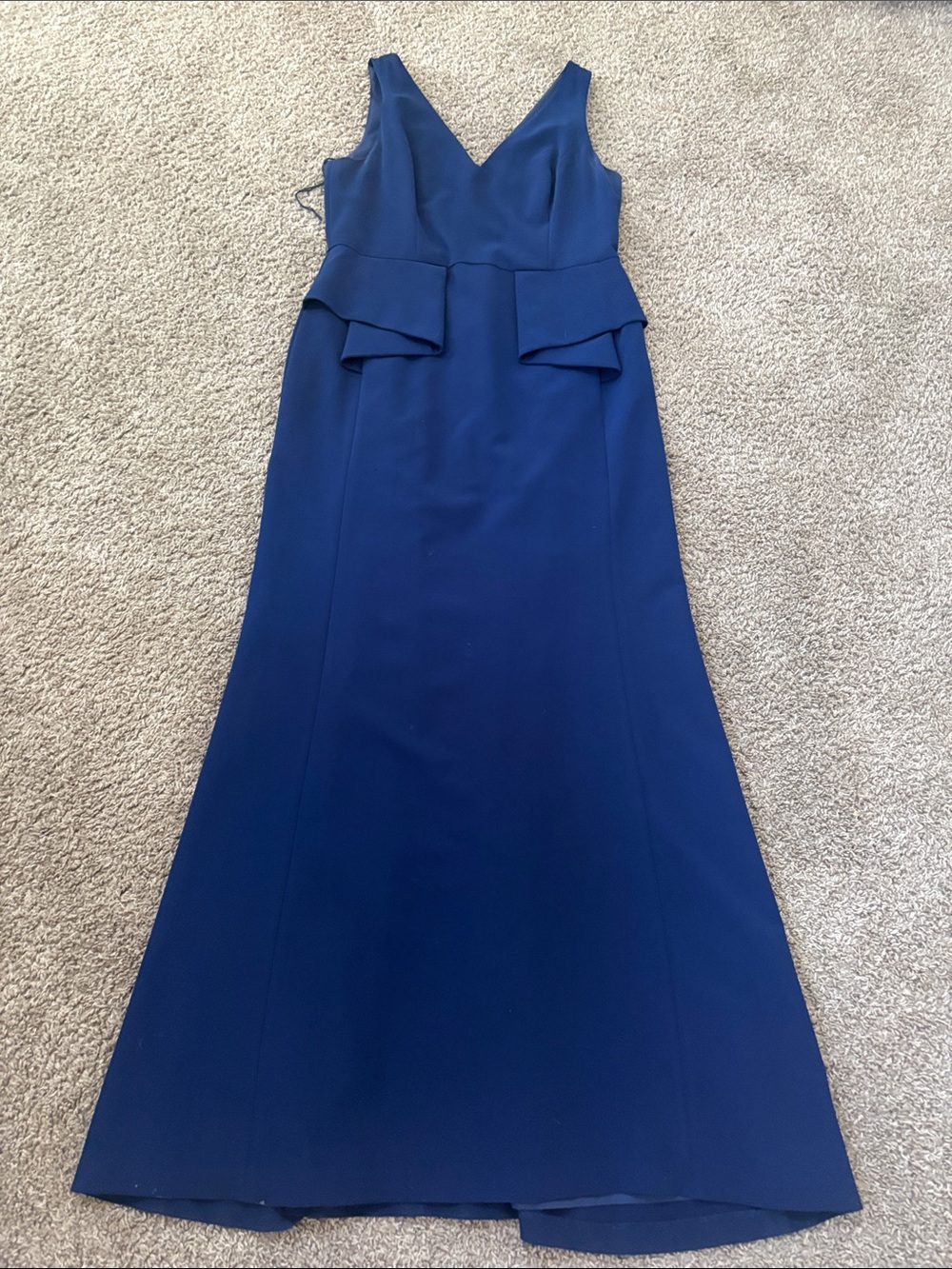 Aidan by Aidan Mattox Royal Blue V-Neck Peplum Maxi Dress